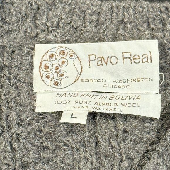 Vintage Pavo Real 100% Alpaca Wool Gray Womens Cardigan Sweater Vest Size Large - Picture 6 of 8